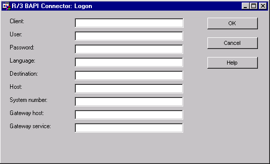 R/3 BAPI Connector: Logon Window