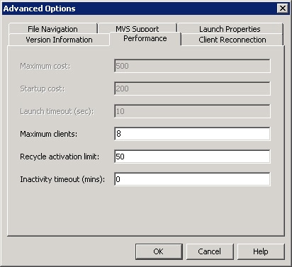 Advanced Options dialog box