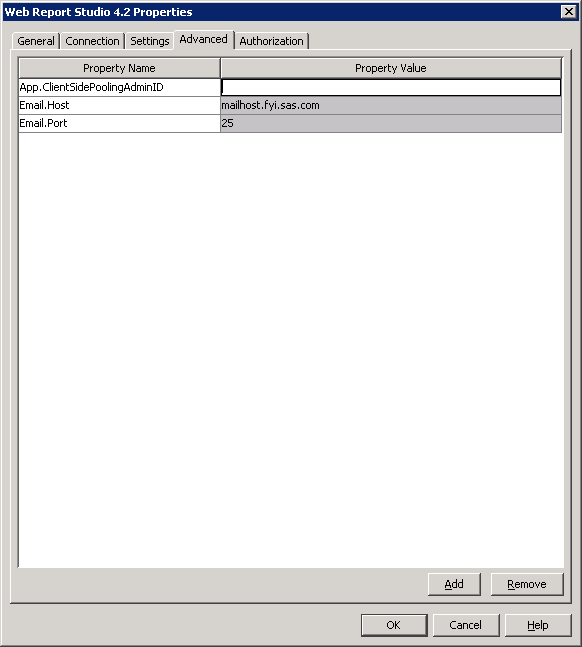Web Report Studio 4.2 Properties