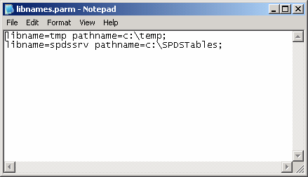 Figure showing sample contents for a libnams.parm file