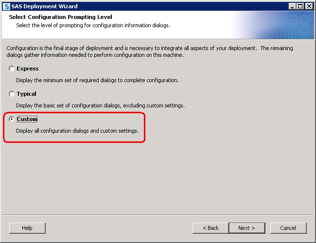 Select Configuration Prompting Level