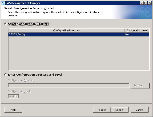 Specify Configuration Directory page