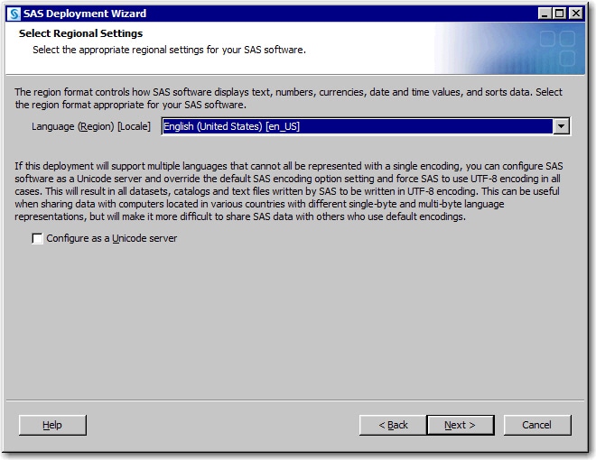 Select Regional Settings Page