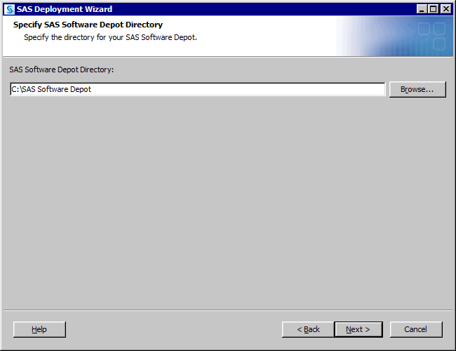 Specify SAS Software Depot Directory page