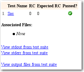 Sample results from Deployment Tester in SAS Management Console