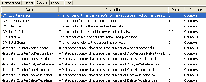 SAS Management Console Options tab for metadata server