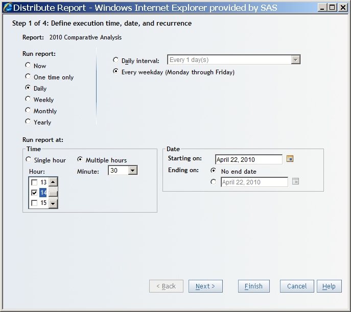 Specifying When to Run a Report