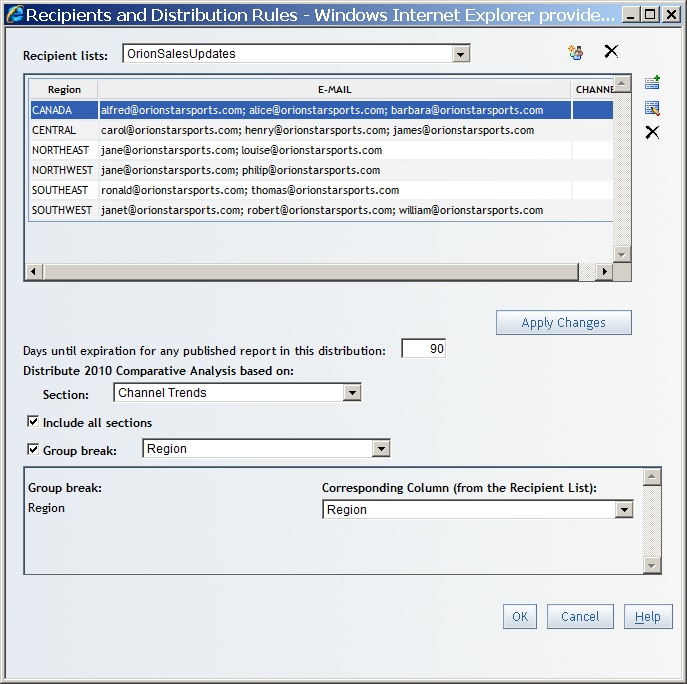 Recipients and Distribution Rules