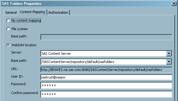 Content Mapping Dialog Box