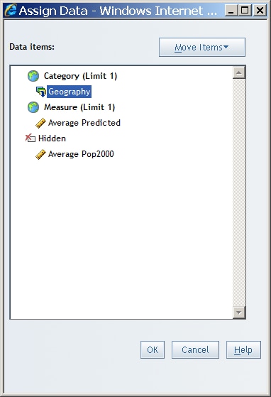 Assign Data Dialog Box for Geographical Maps