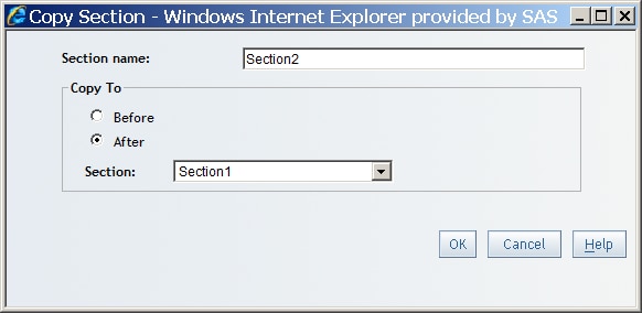 Copy Section Dialog Box