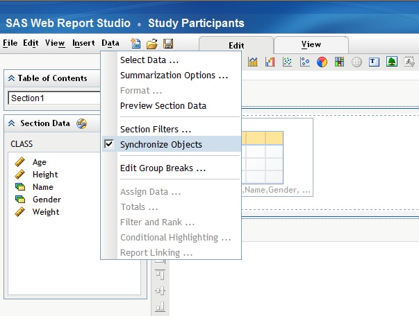 Synchronize Objects Menu Item