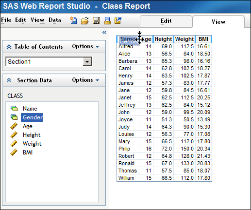 Dragging and Dropping a Data Item from the Section Data Panel