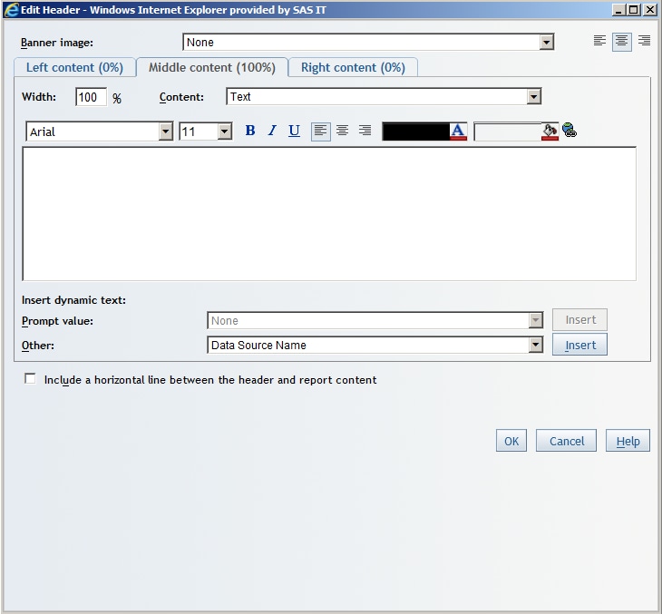 Edit Header Dialog Box