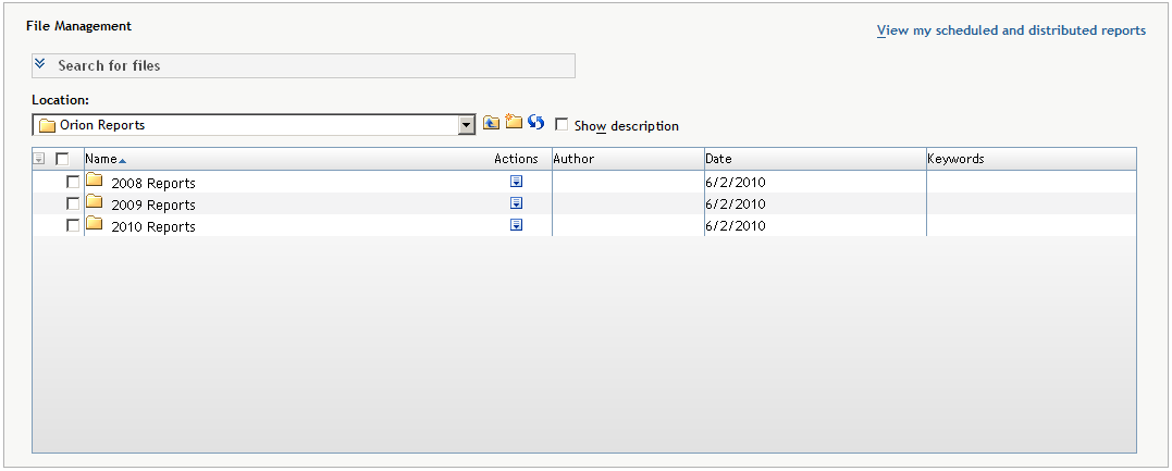 A Folder Structure to Contain Orion Sales Reports by Year