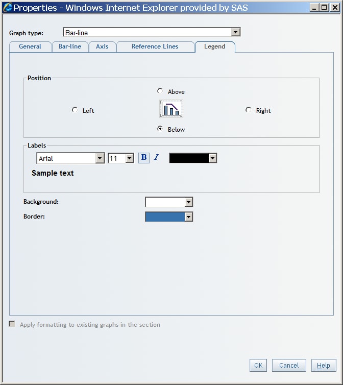 Legend Tab in the Properties Dialog Box for a Bar-Line Chart