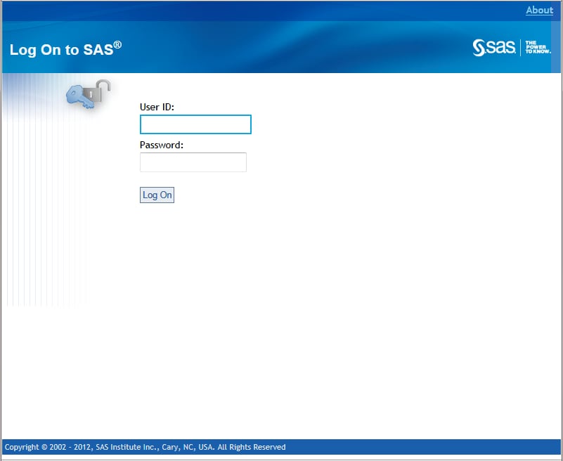 Log On Window for SAS Web Report Studio