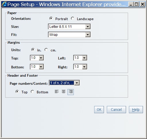 Page Setup Dialog Box