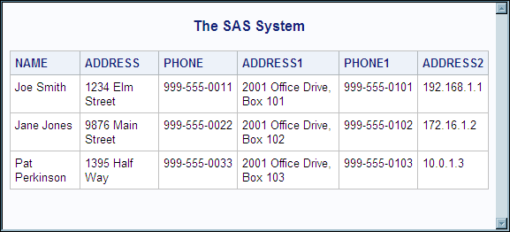 PRINT Procedure Output for NS.PERSON