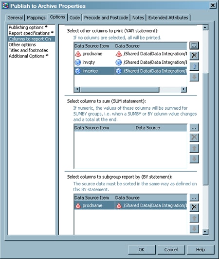 Sample Options Properties