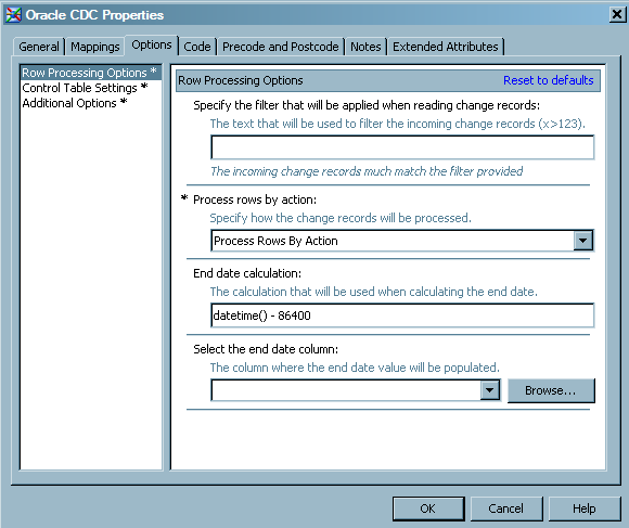 Row Processing Options