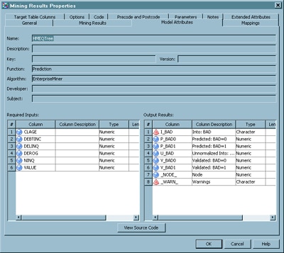 Sample Model Attributes Tab