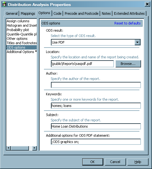 Sample ODS Options