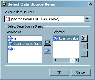 Sample Select Data Source Items Window