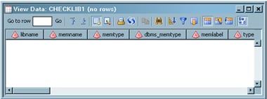 View of Empty Control Table Output