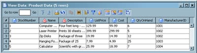 Sample External File Data in the View Data Window