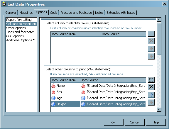 Sample Selected Columns to Print