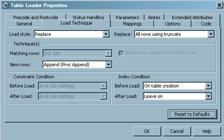 Using the Table Loader to Overwrite the Target