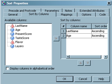 Completed Sort Tab for Sample Job