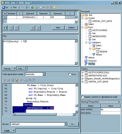 Sample SQL Query Subsetted with a HAVING Clause