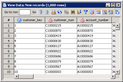 New Records Table Output