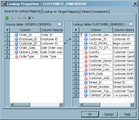 Source to Lookup Column Mapping