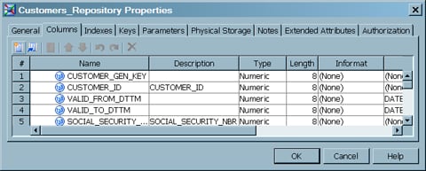 Completed Columns Tab for Sample Job