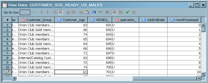 CDC Columns in the Sample Target Table