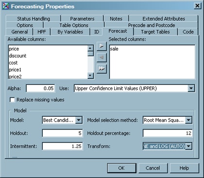 Sample FORECAST Options