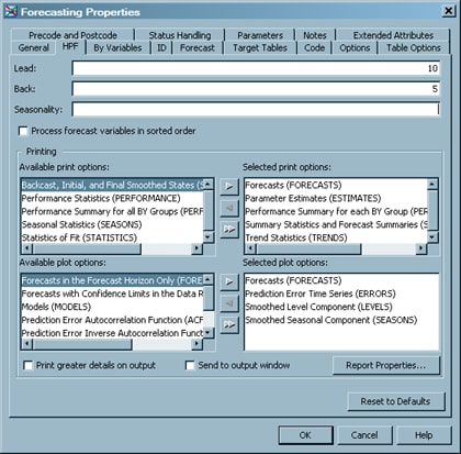 Sample HPF Options