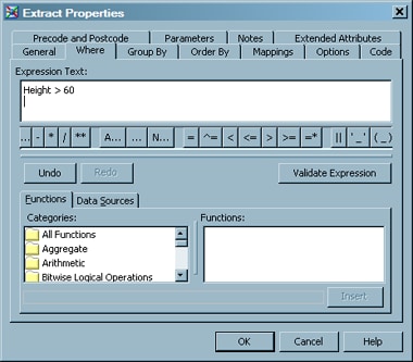 Sample Where Properties Tab