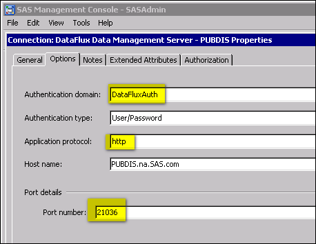 HTTP Server Definition for the DataFlux Data Management Server