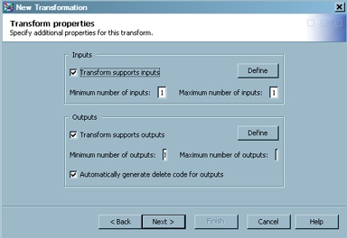 Sample Transform Properties Page