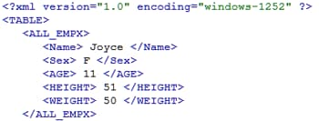 XML Target Table