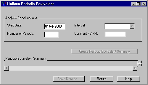 Uniform Periodic Equivalent Dialog Box