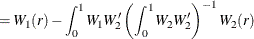 $\displaystyle =W_1(r) -\int _0^1 W_1 W_2’ \left(\int _0^1 W_2 W_2’\right)^{-1} W_2(r) $