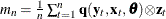 ${m_{n}=\frac{1}{n} \sum _{t=1}^{n}{\mb {q} (\mb {y}_{t}, \mb {x}_{t}, \btheta ) {\otimes } \mb {z}_{t}}}$