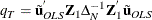 \[  {q}_{T} = \tilde{\mb {u}} _{OLS}^{}\mb {Z} _{1}\Delta _{N}^{-1}\mb {Z} _{1}^{}\tilde{\mb {u}} _{OLS} \]