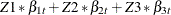 $\displaystyle  Z1*\beta _{1t} + Z2*\beta _{2t} + Z3*\beta _{3t} \nonumber  $