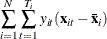 $\displaystyle  \sum _{i=1}^{N} \sum _{t=1}^{T_{i}} y_{it} (\mathbf{x}_{it}-\mathbf{\bar{x}}_{i})  $